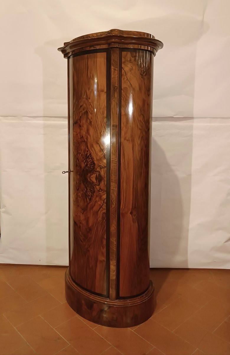 MEUBLE BIEDERMEIER À COLONNE EN NOYER SECONDE MOITIÉ DU 19ème SIÈCLE-photo-2