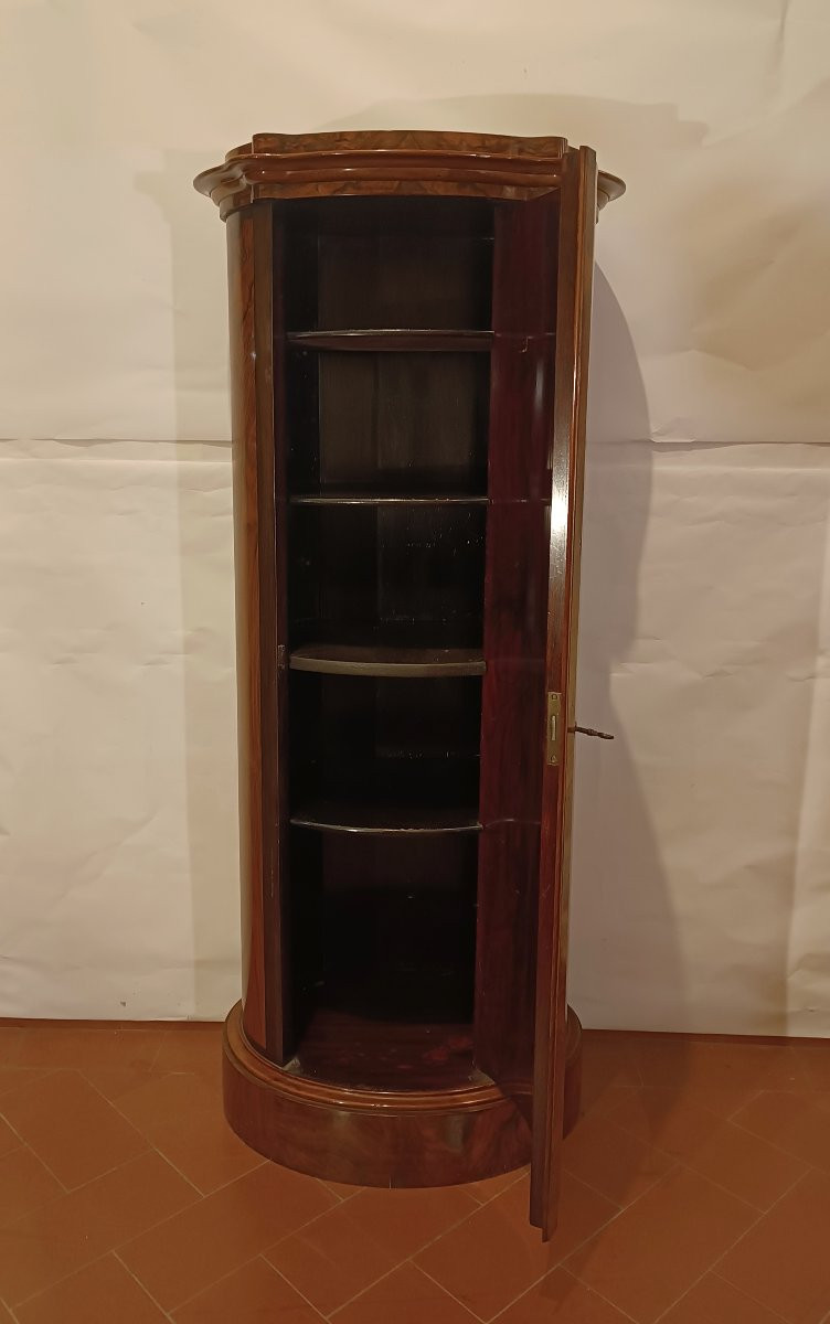 MEUBLE BIEDERMEIER À COLONNE EN NOYER SECONDE MOITIÉ DU 19ème SIÈCLE-photo-4