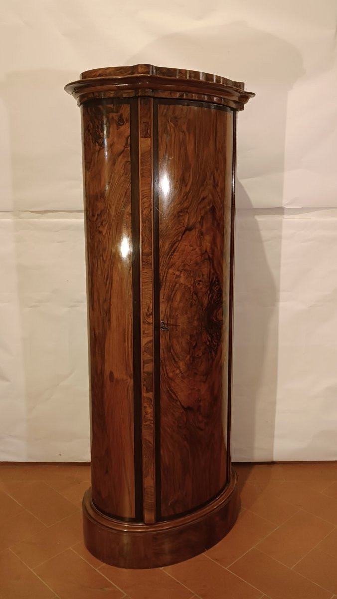 MEUBLE BIEDERMEIER À COLONNE EN NOYER SECONDE MOITIÉ DU 19ème SIÈCLE-photo-6