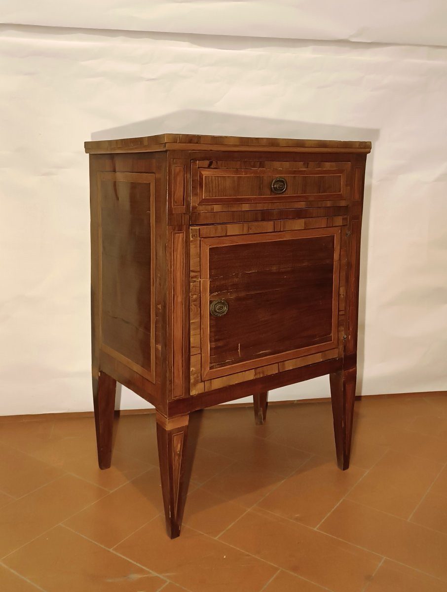 Second Half Of The 18th Century Inlaid And Veneered Bedside Table-photo-2