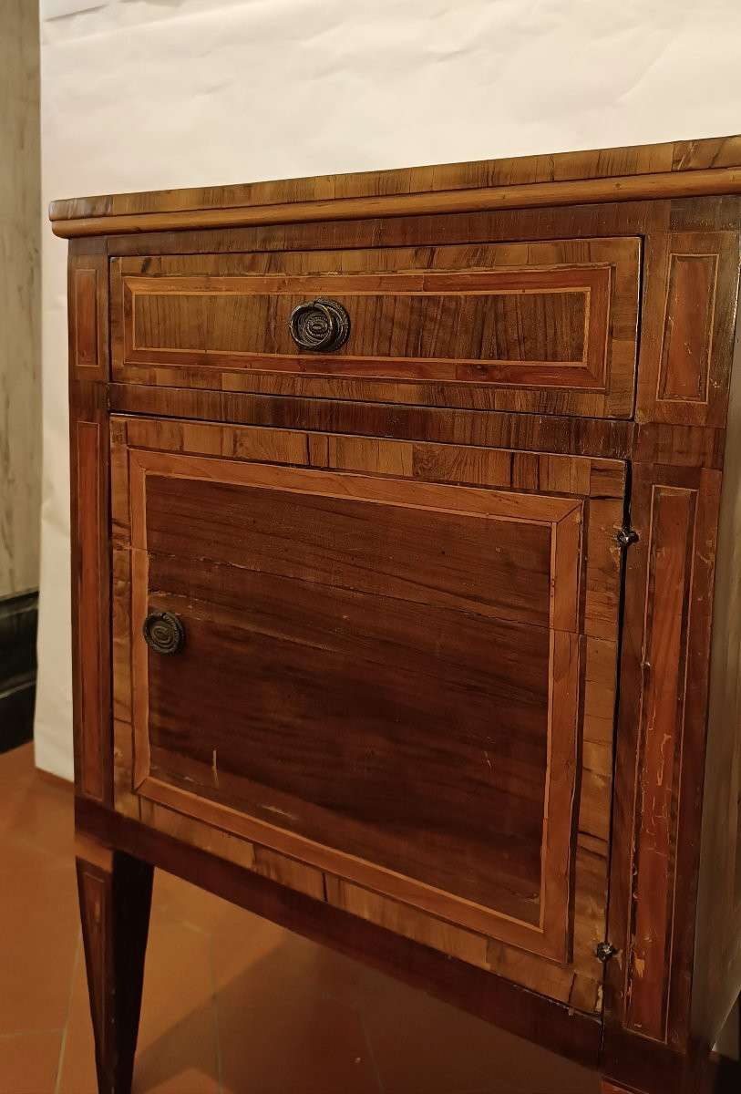 Second Half Of The 18th Century Inlaid And Veneered Bedside Table-photo-2