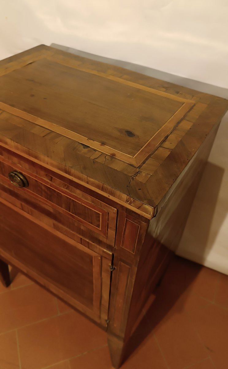 Second Half Of The 18th Century Inlaid And Veneered Bedside Table-photo-5