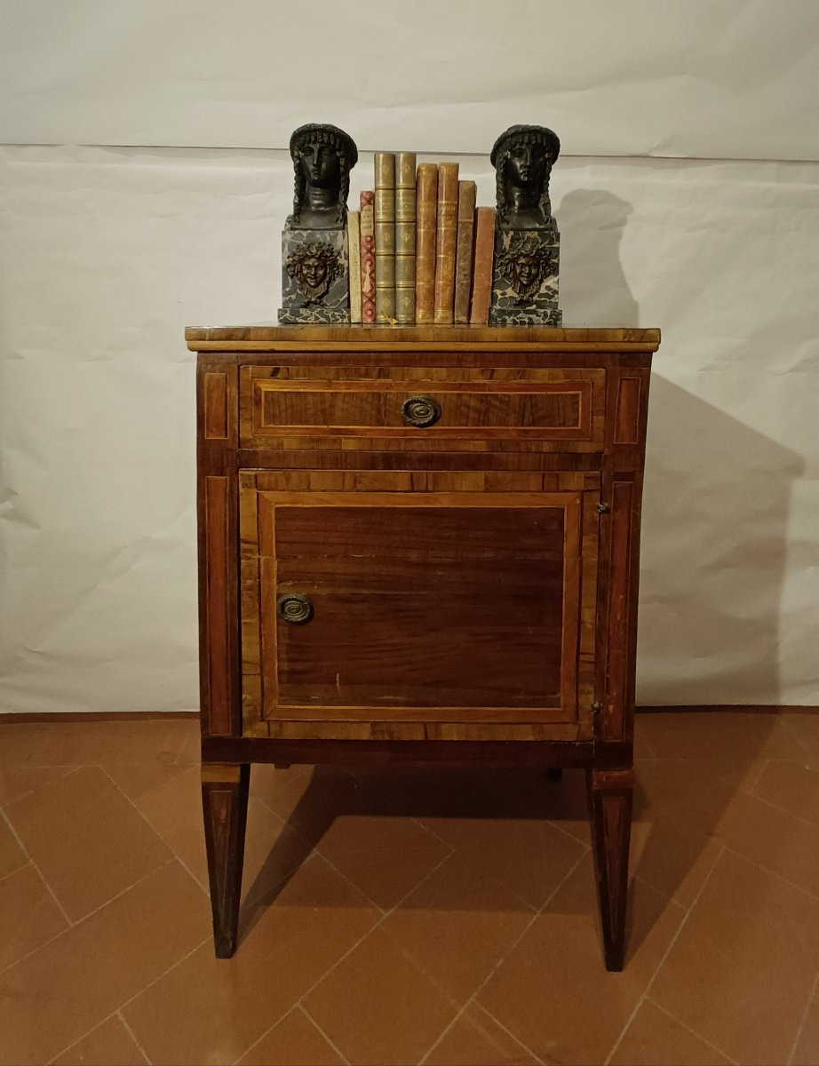 Second Half Of The 18th Century Inlaid And Veneered Bedside Table-photo-7