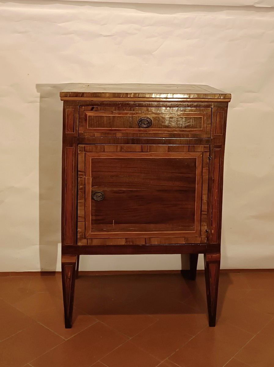 Second Half Of The 18th Century Inlaid And Veneered Bedside Table