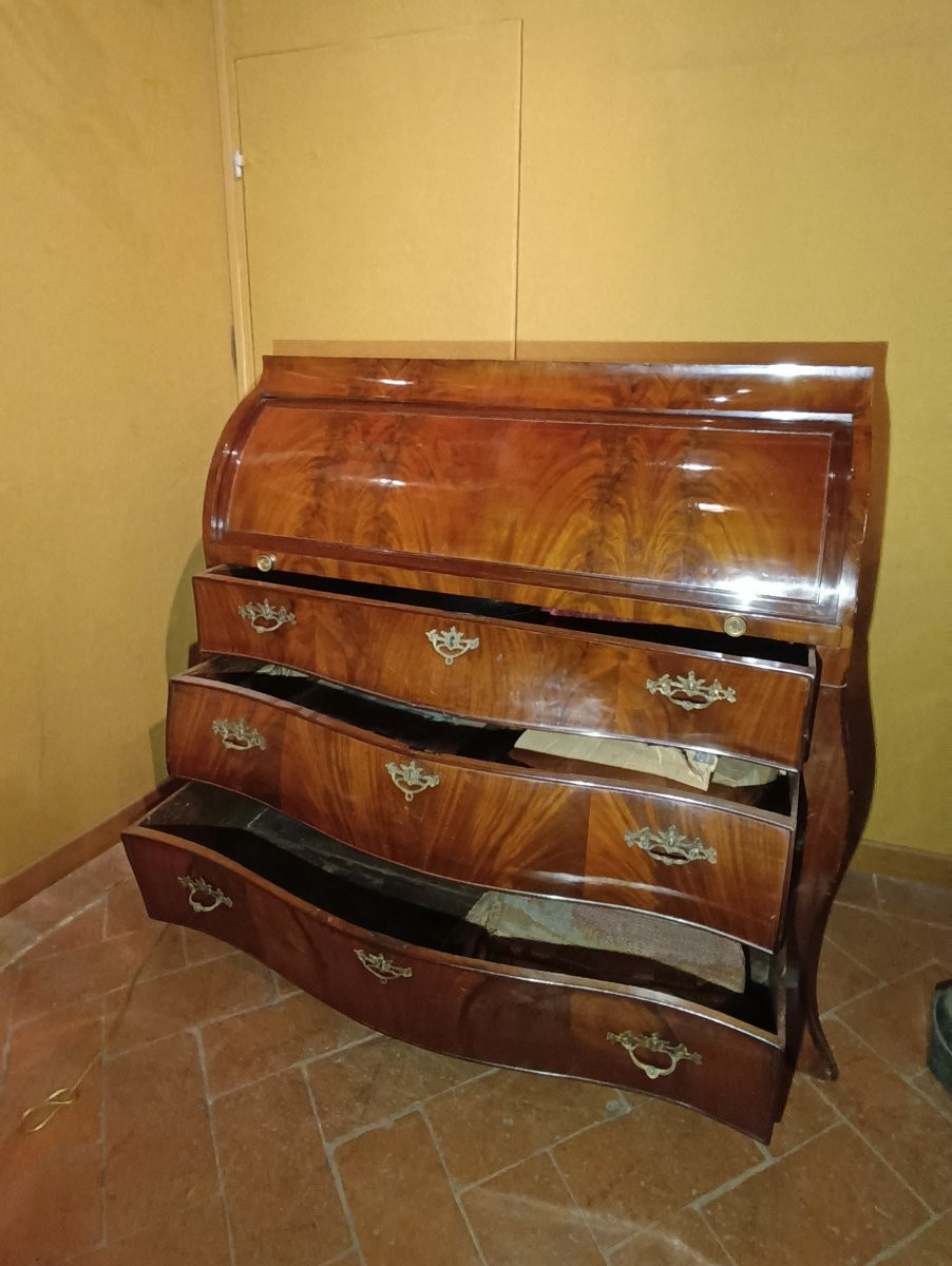 Second Half Of The 18th Century Neoclassical Walnut Roller Folding Table-photo-2