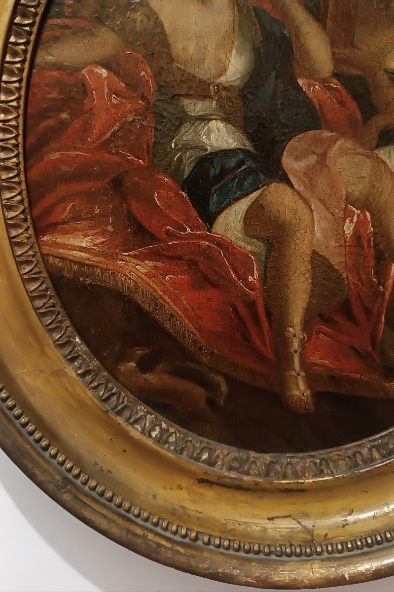 Early 18th Century Painting Of Diana On A Throne-photo-3