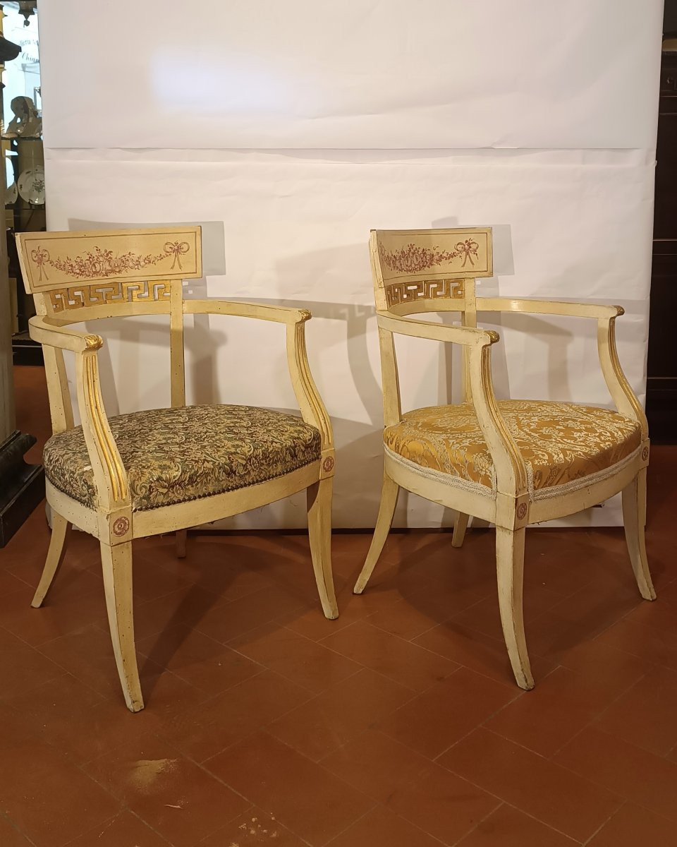 PAIRE DE FAUTEUILS LAQUÉS ET DORÉS, SECONDE MOITIÉ DU 19ème SIÈCLE-photo-3