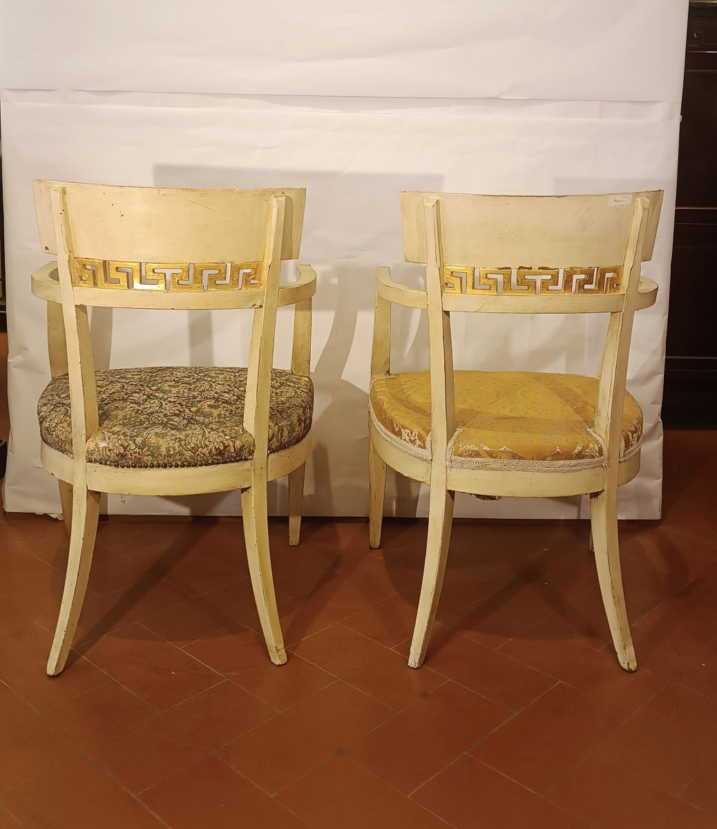 PAIRE DE FAUTEUILS LAQUÉS ET DORÉS, SECONDE MOITIÉ DU 19ème SIÈCLE-photo-1