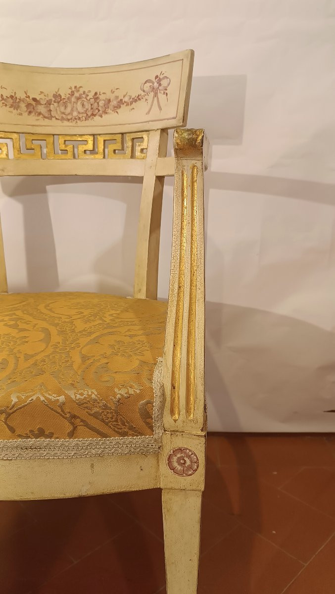 PAIRE DE FAUTEUILS LAQUÉS ET DORÉS, SECONDE MOITIÉ DU 19ème SIÈCLE-photo-5