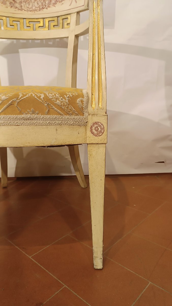 PAIRE DE FAUTEUILS LAQUÉS ET DORÉS, SECONDE MOITIÉ DU 19ème SIÈCLE-photo-6