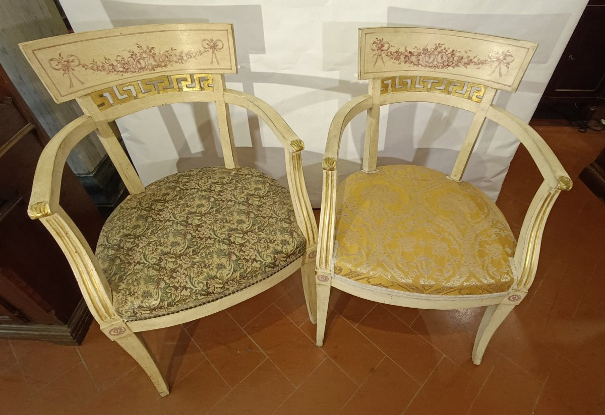 PAIRE DE FAUTEUILS LAQUÉS ET DORÉS, SECONDE MOITIÉ DU 19ème SIÈCLE-photo-7