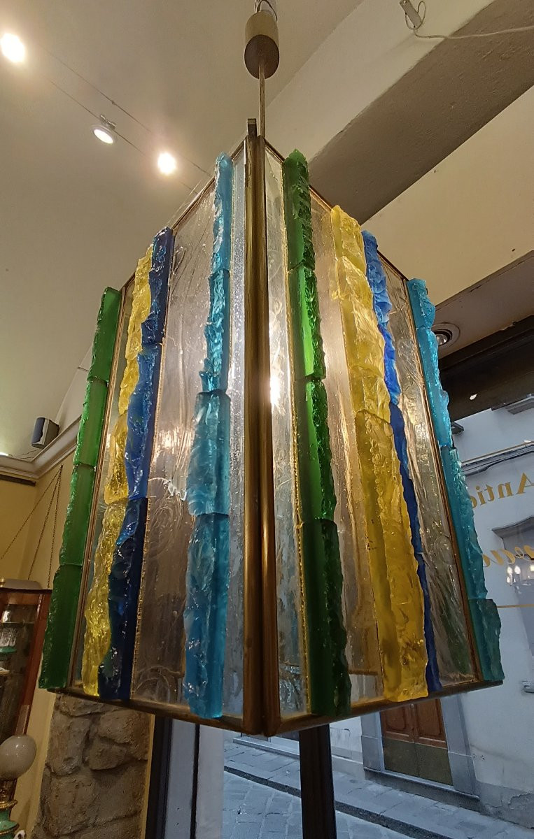 LUSTRE EN VERRE MULTICOLORE PAR POLLONI ANNÉES '60-photo-3
