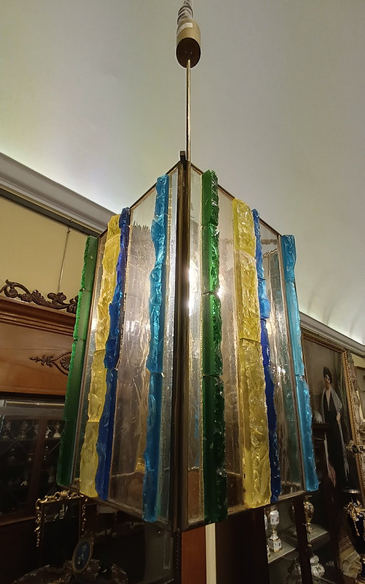 LUSTRE EN VERRE MULTICOLORE PAR POLLONI ANNÉES '60-photo-4