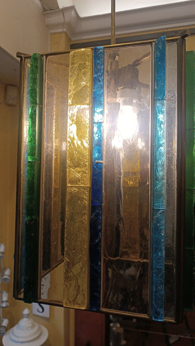 LUSTRE EN VERRE MULTICOLORE PAR POLLONI ANNÉES '60-photo-5