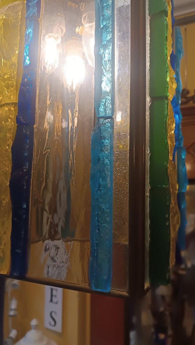LUSTRE EN VERRE MULTICOLORE PAR POLLONI ANNÉES '60-photo-6