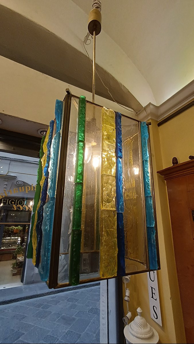 LUSTRE EN VERRE MULTICOLORE PAR POLLONI ANNÉES '60-photo-7