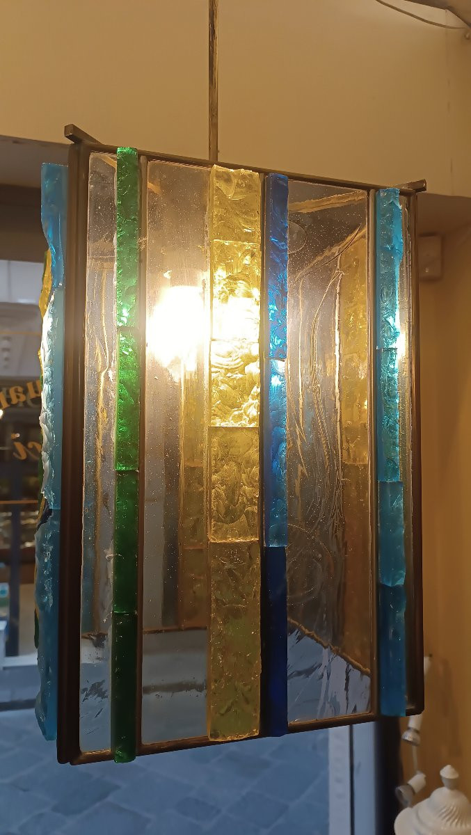 LUSTRE EN VERRE MULTICOLORE PAR POLLONI ANNÉES '60-photo-8