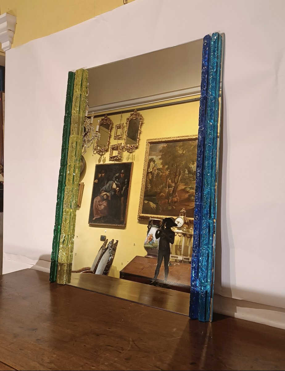 1960s Polloni Stained Glass Mirror-photo-2