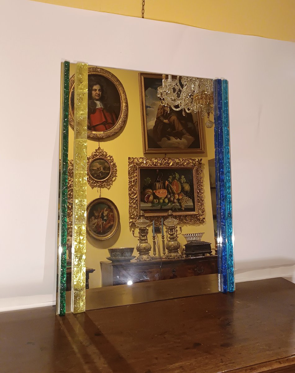 1960s Polloni Stained Glass Mirror-photo-3