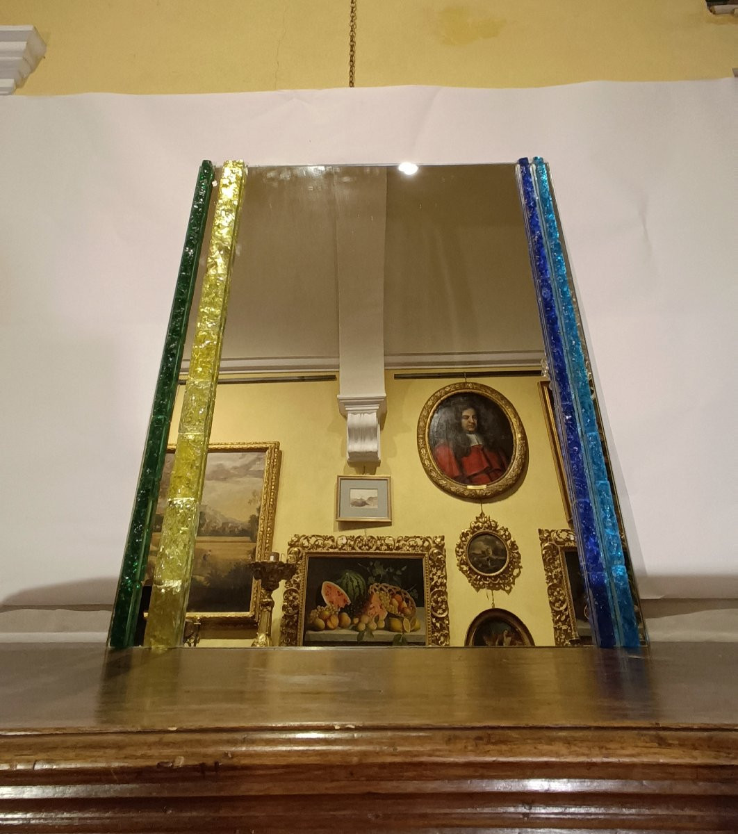 1960s Polloni Stained Glass Mirror-photo-4