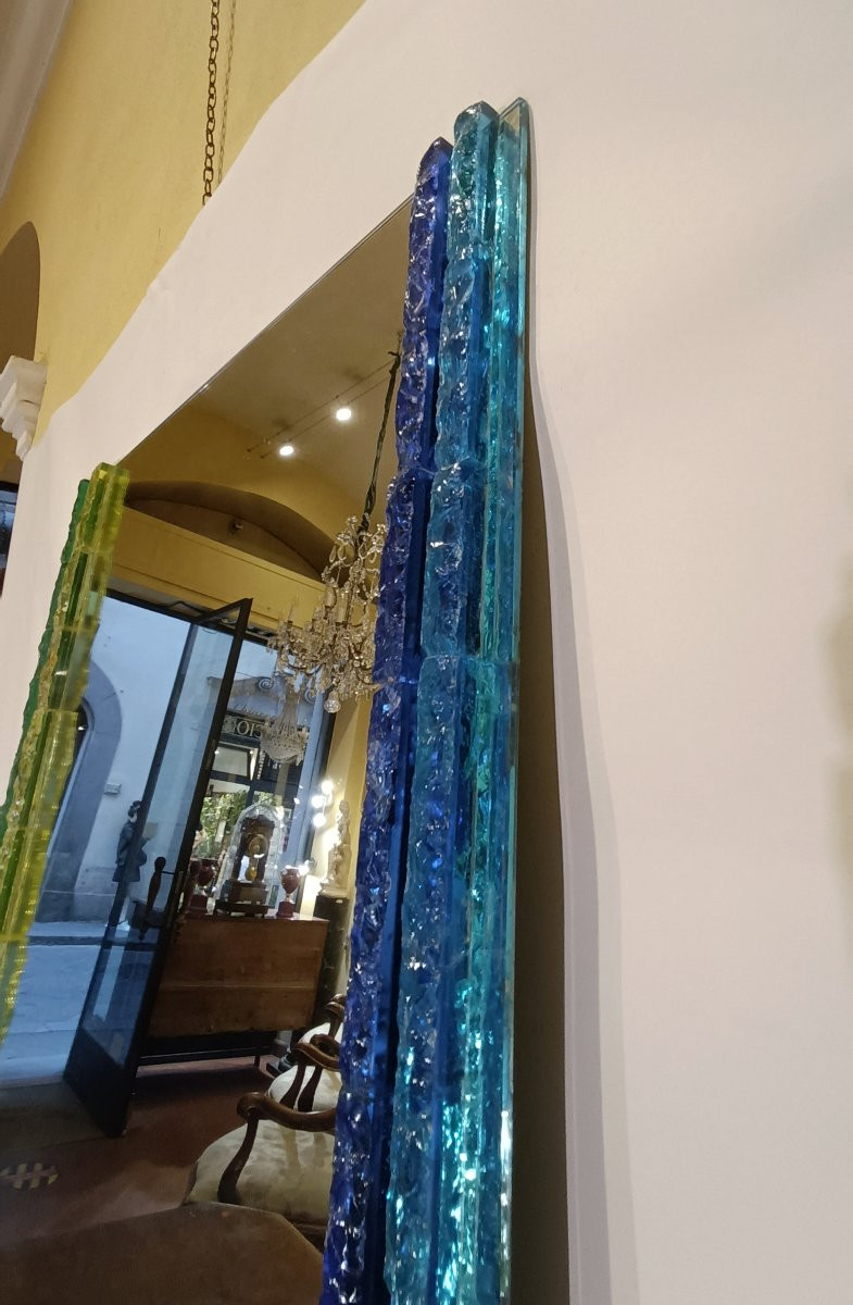 1960s Polloni Stained Glass Mirror-photo-3