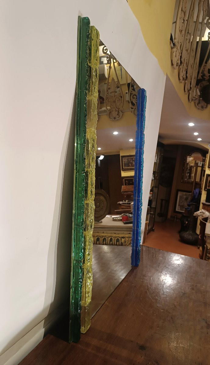 1960s Polloni Stained Glass Mirror-photo-5