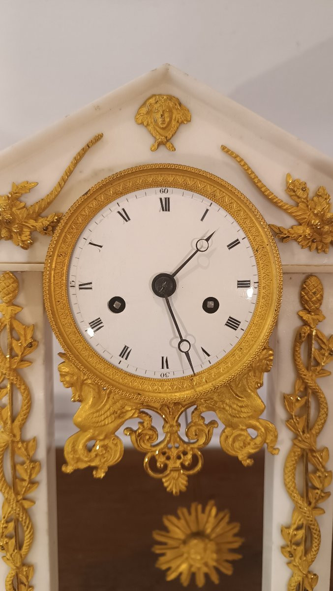 Second Half Of The 18th Century White Marble Temple Clock-photo-3
