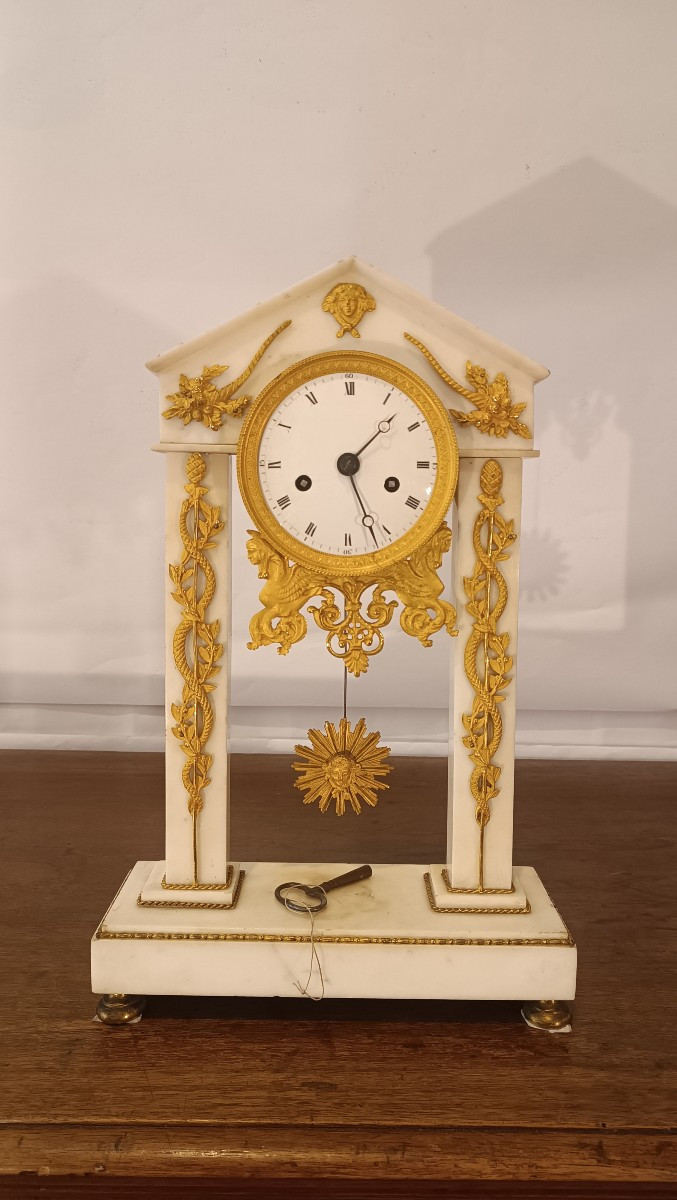 Second Half Of The 18th Century White Marble Temple Clock