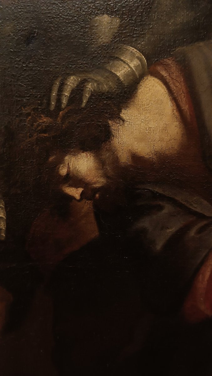 First Half Of The 17th Century Painting "christ Mocked"-photo-2
