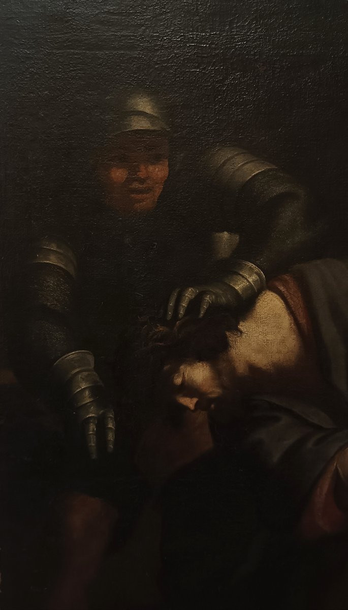 First Half Of The 17th Century Painting "christ Mocked"-photo-3