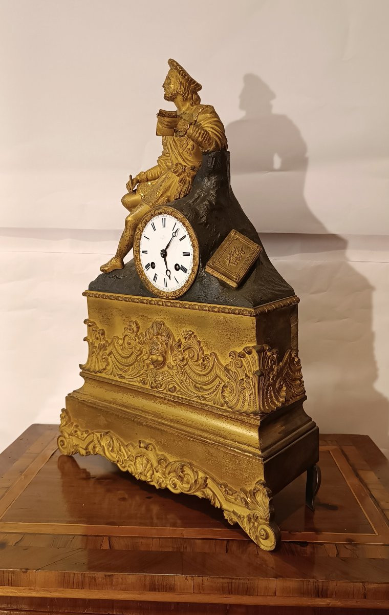 HORLOGE NÉOCLASSIQUE AVEC POÈTE FIN DU 18ème SIÈCLE-photo-2
