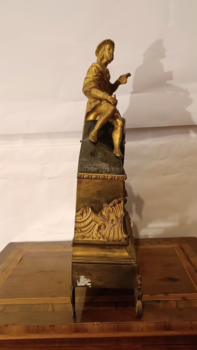 HORLOGE NÉOCLASSIQUE AVEC POÈTE FIN DU 18ème SIÈCLE-photo-3