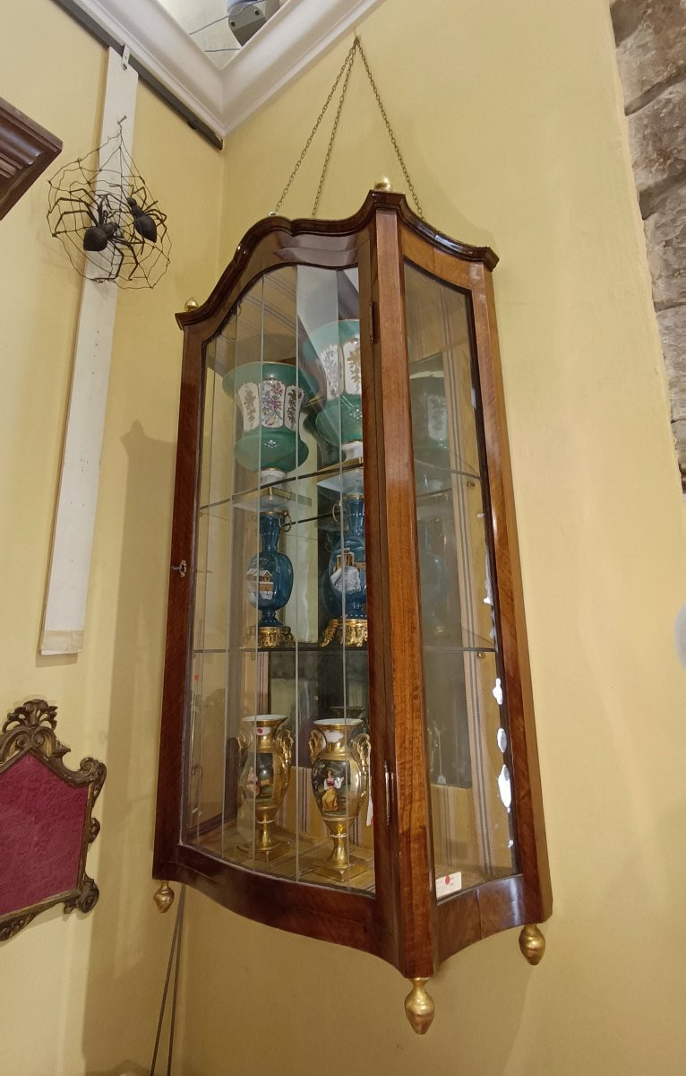 First Half Of The 19th Century Walnut Display Cabinet-photo-3