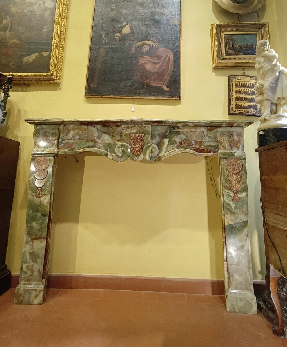 CHEMINÉE EN ONYX ET BRÈCHE DU MILIEU DU 19ème SIÈCLE-photo-2