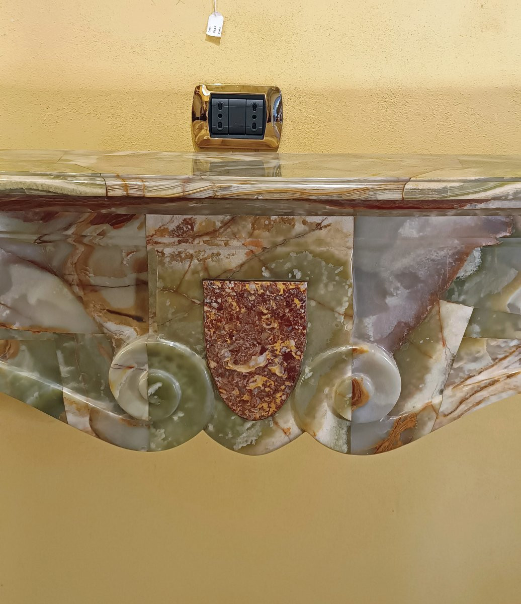 CHEMINÉE EN ONYX ET BRÈCHE DU MILIEU DU 19ème SIÈCLE-photo-3