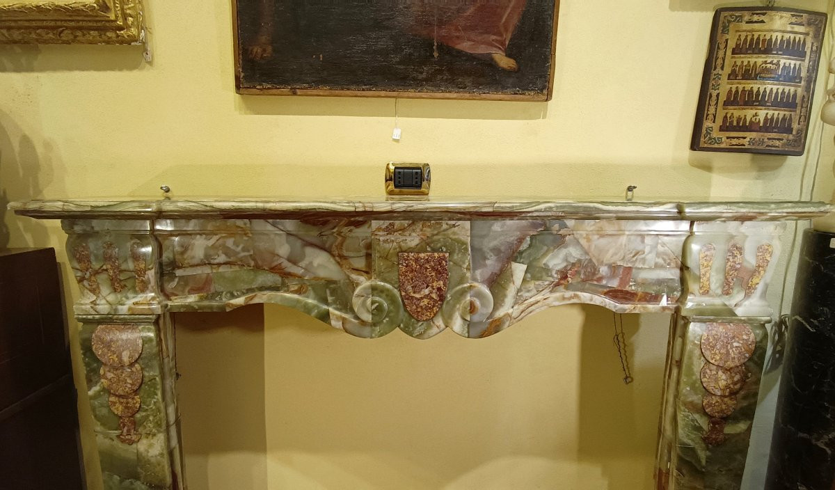 CHEMINÉE EN ONYX ET BRÈCHE DU MILIEU DU 19ème SIÈCLE-photo-4
