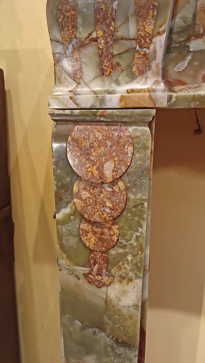 CHEMINÉE EN ONYX ET BRÈCHE DU MILIEU DU 19ème SIÈCLE-photo-6