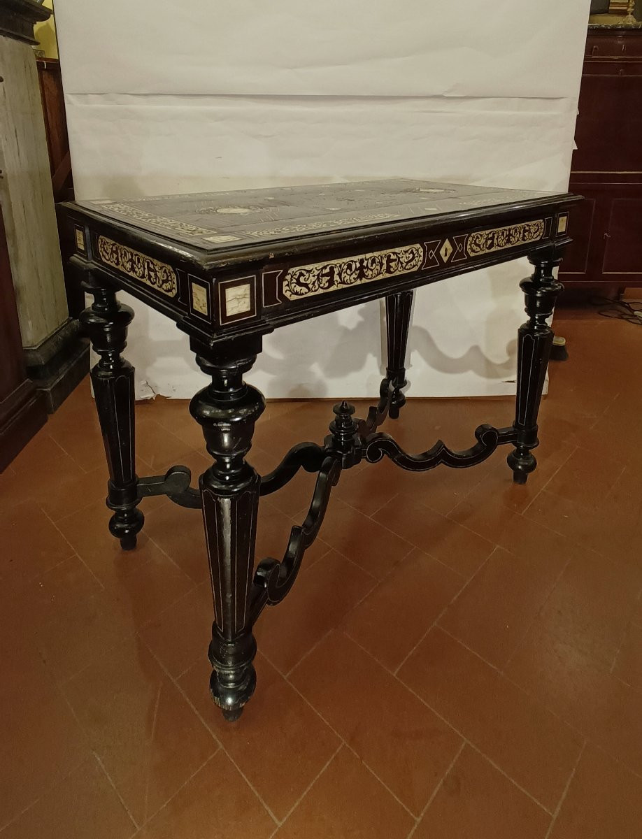 Mid-19th Century Ebony Writing Table With Inlays-photo-3