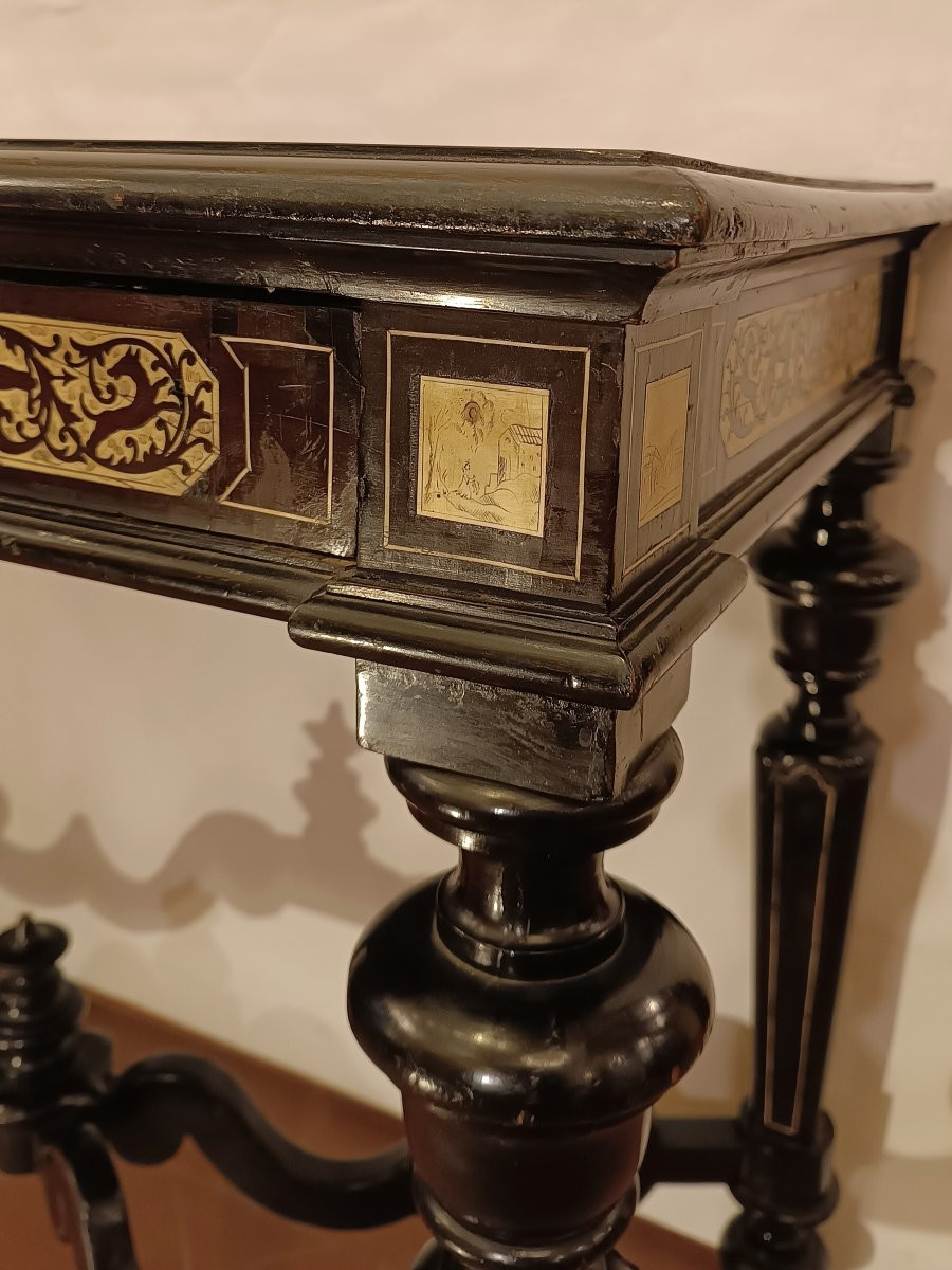 Mid-19th Century Ebony Writing Table With Inlays-photo-6