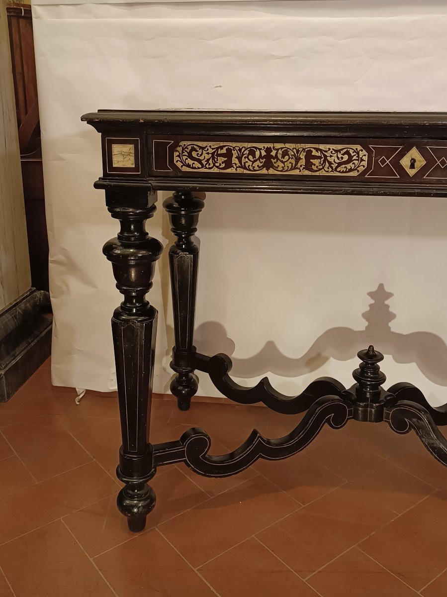 Mid-19th Century Ebony Writing Table With Inlays-photo-8