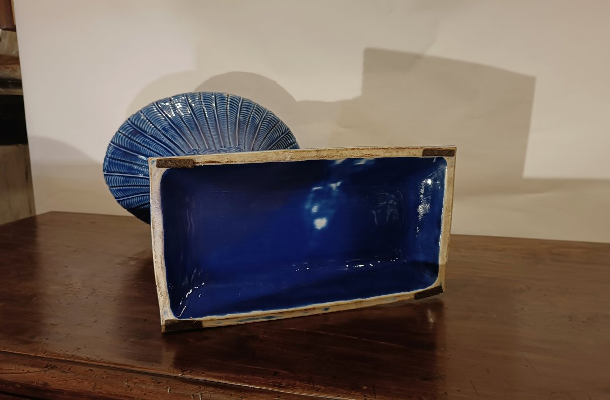 Second Half Of The 19th Century Blue Majolica Vase-photo-1
