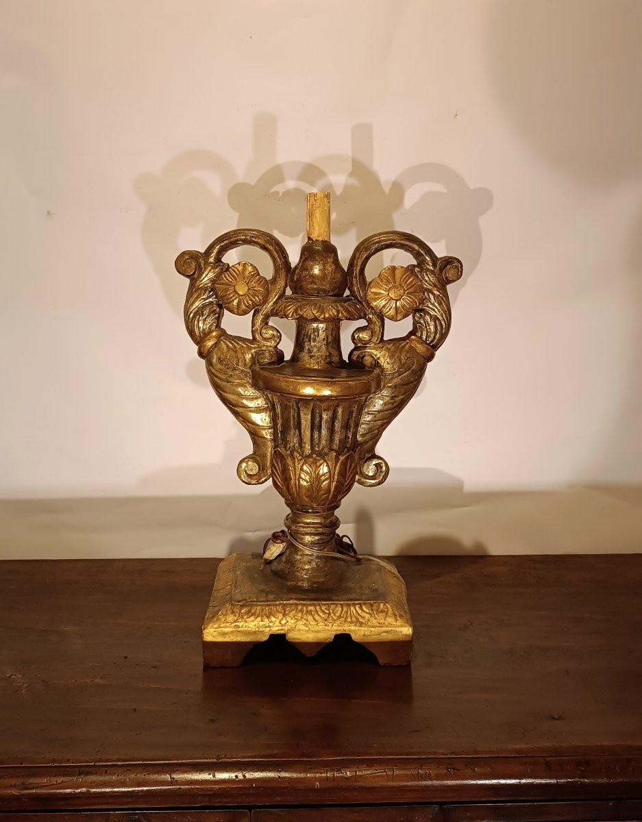 Gilded Wood Candle Holder, Second Half Of The 18th Century-photo-1