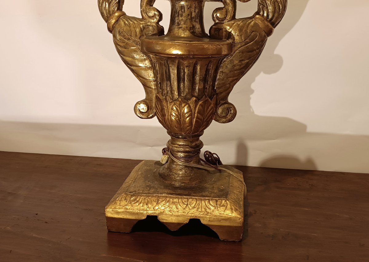 Gilded Wood Candle Holder, Second Half Of The 18th Century-photo-4