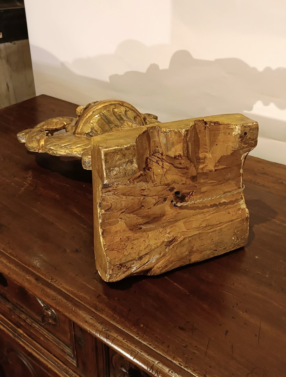 Gilded Wood Candle Holder, Second Half Of The 18th Century-photo-5