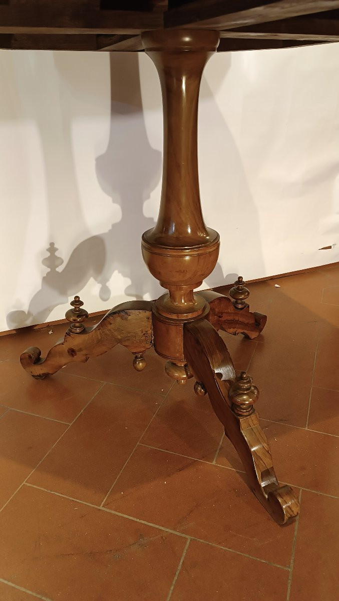 TABLE BASSE OCTOGONALE AVEC INCRUSTATIONS GÉOMÉTRIQUES MILIEU DU 19ème SIÈCLE-photo-2