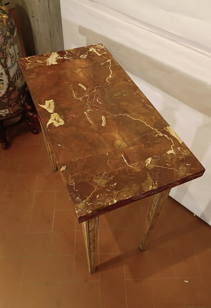 CONSOLLE LAQUÉE AVEC PLATEAU EN MARBRE SECONDE MOITIÉ DU 18ème SIÈCLE-photo-1