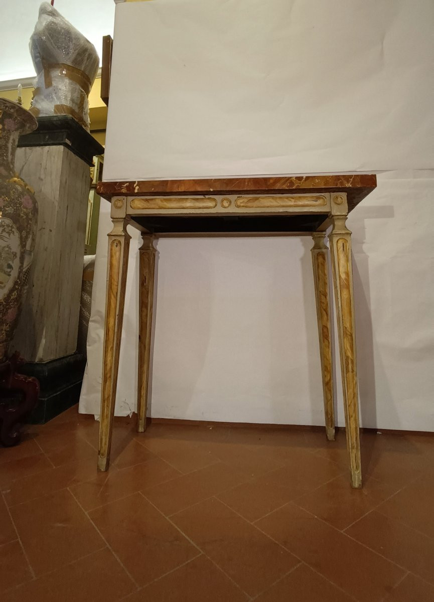 CONSOLLE LAQUÉE AVEC PLATEAU EN MARBRE SECONDE MOITIÉ DU 18ème SIÈCLE-photo-3