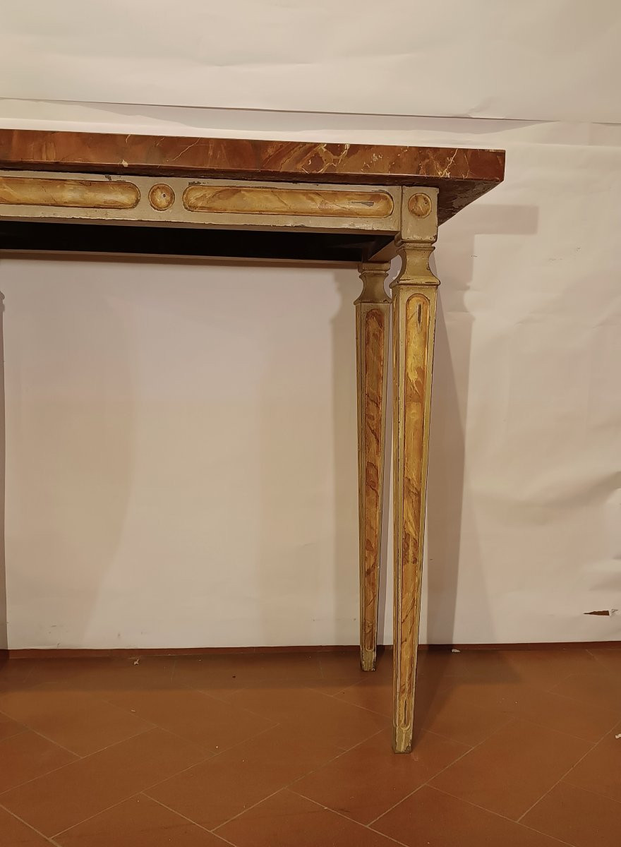 CONSOLLE LAQUÉE AVEC PLATEAU EN MARBRE SECONDE MOITIÉ DU 18ème SIÈCLE-photo-4