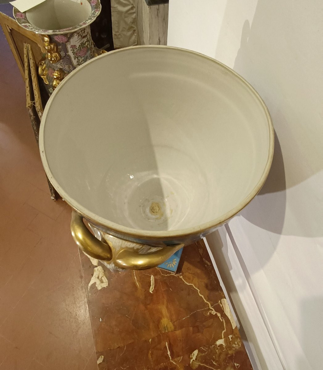 VASE EN PORCELAINE BLEUE SECONDE MOITIÉ DU 19ème SIÈCLE-photo-2