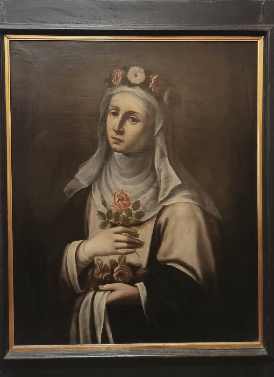 Late 17th Century Painting Of Saint Rose-photo-2